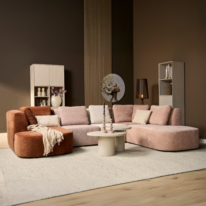 Modulaire Blocks U-bank warme kleurenmix sfeerbeeld woonkamer