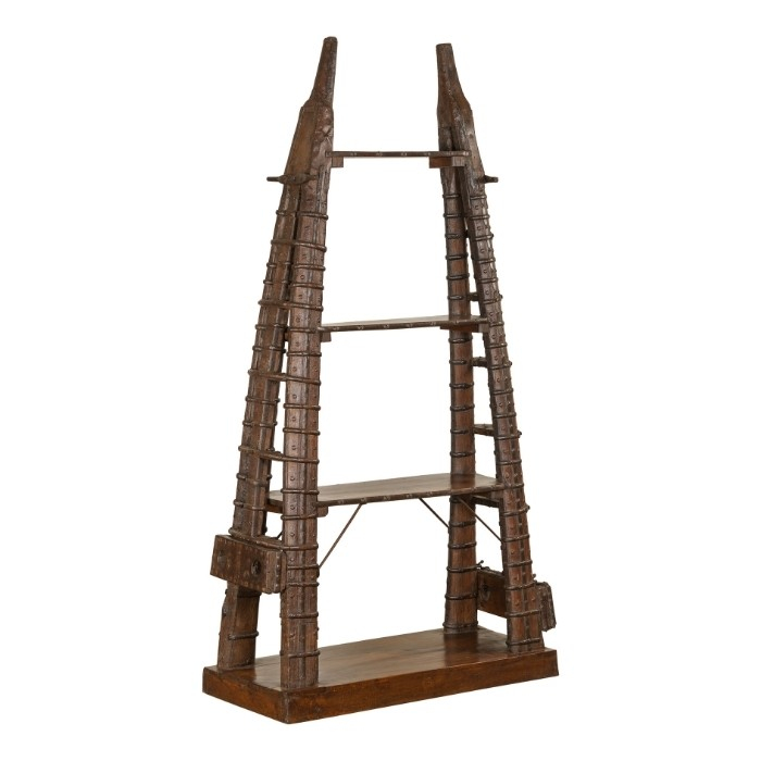 Unieke boekenkast uit India van teakhout.