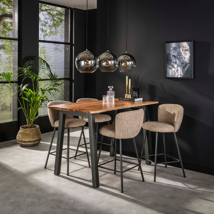 Bartafel acaciahout 147 cm Brix naturel met grijs U-frame - sfeerfoto 1