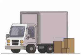 Houtmijn bezorgen. Foto van de bus