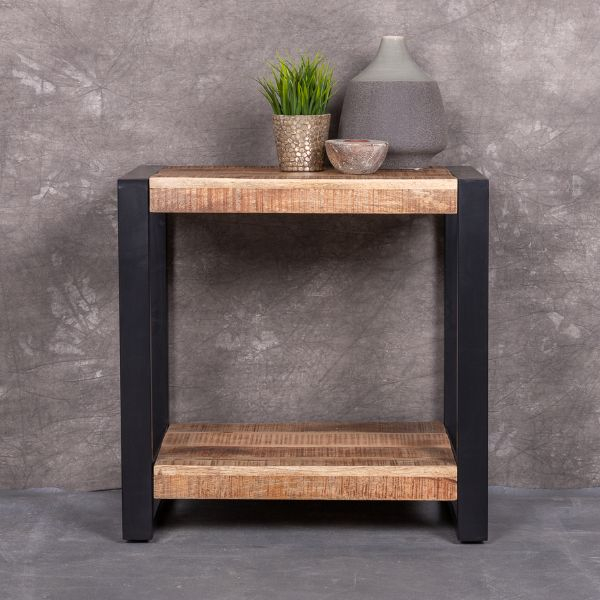 Bijzettafel mangohout met onderblad.