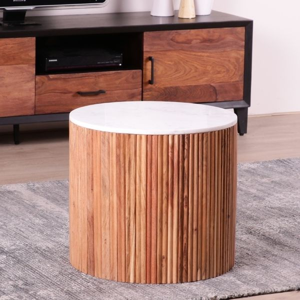 Bijzettafel marmer wit.