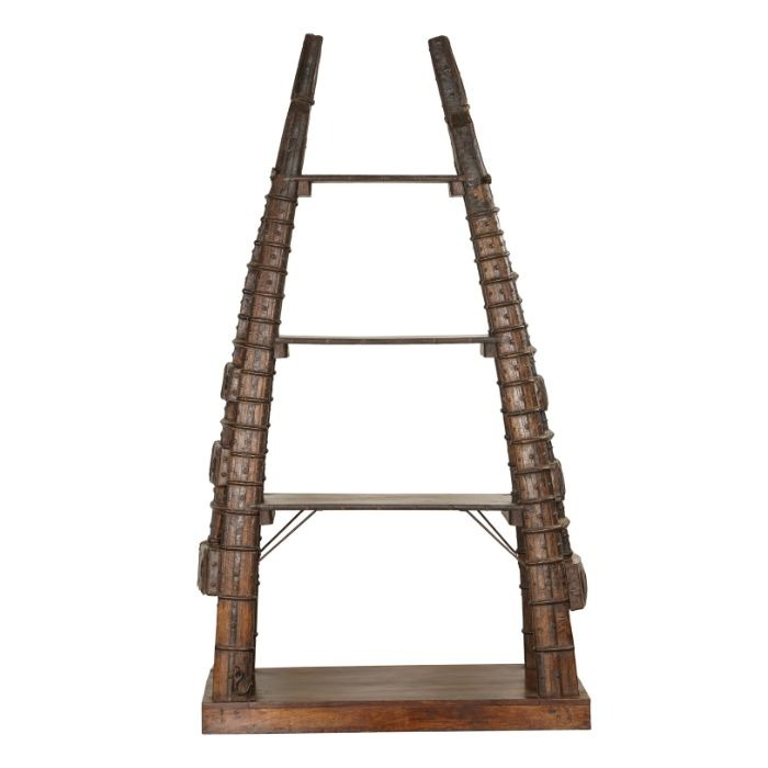 Bijzondere boekenkast uit India van teakhout