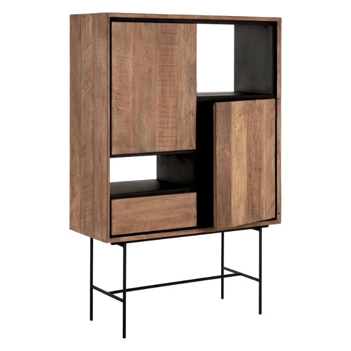 Boekenkast laag van teakhout 100 cm.