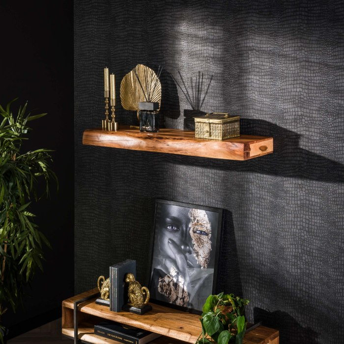 Boomstam wandplank 100 cm Ravi acaciahout 8 cm dik - sfeerfoto 1