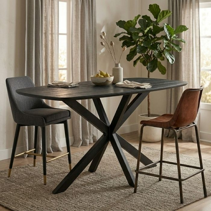 Bartafel Deens ovaal van mangohout 180 cm. 