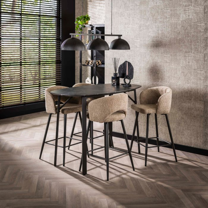 Deens ovale bartafel 140 cm Jules antraciet met rechthoekig frame - sfeerfoto 1