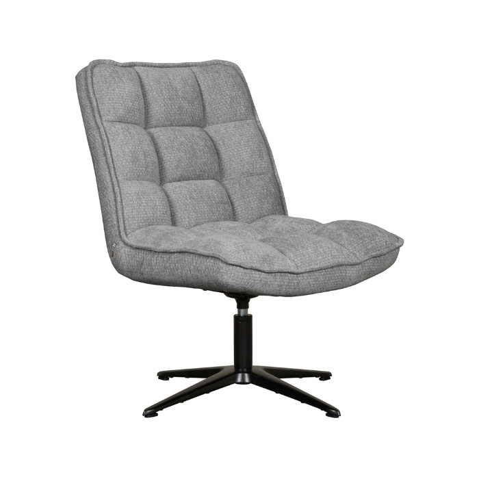 Draaifauteuil Aline in grijs met doorgestikte rug, schuin van voren