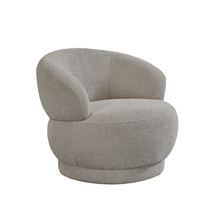 Draaifauteuil Dave in grijs bouclé, schuin van voren