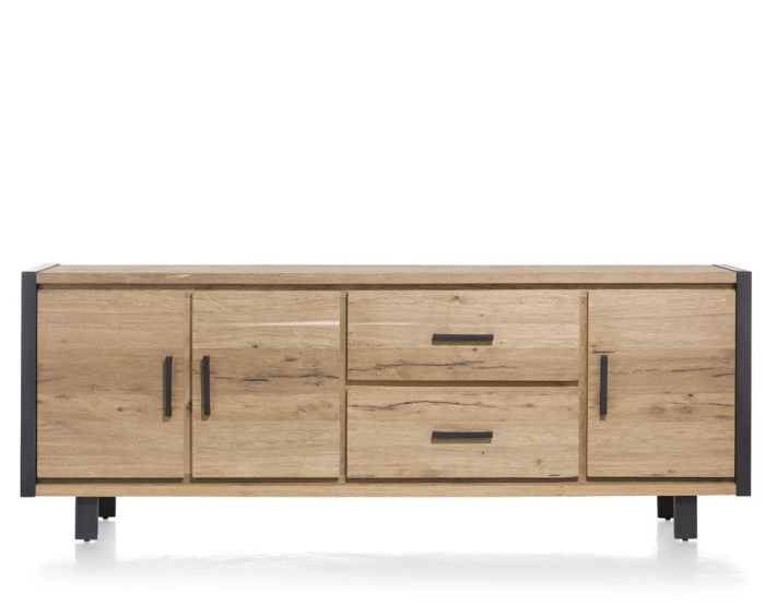 Dressoir van eikenhout 240cm breed met 3 deuren en 2 laden. Brooklyn van happy at home