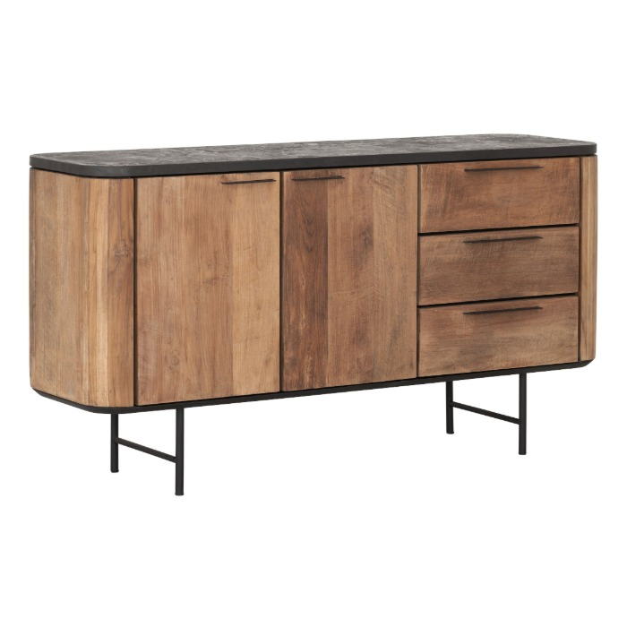 Dressoir van teakhout 160 cm.