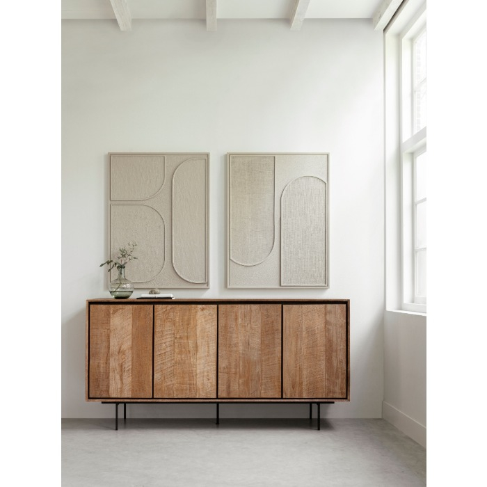 Dressoir 4 deurs van teakhout 180 cm.