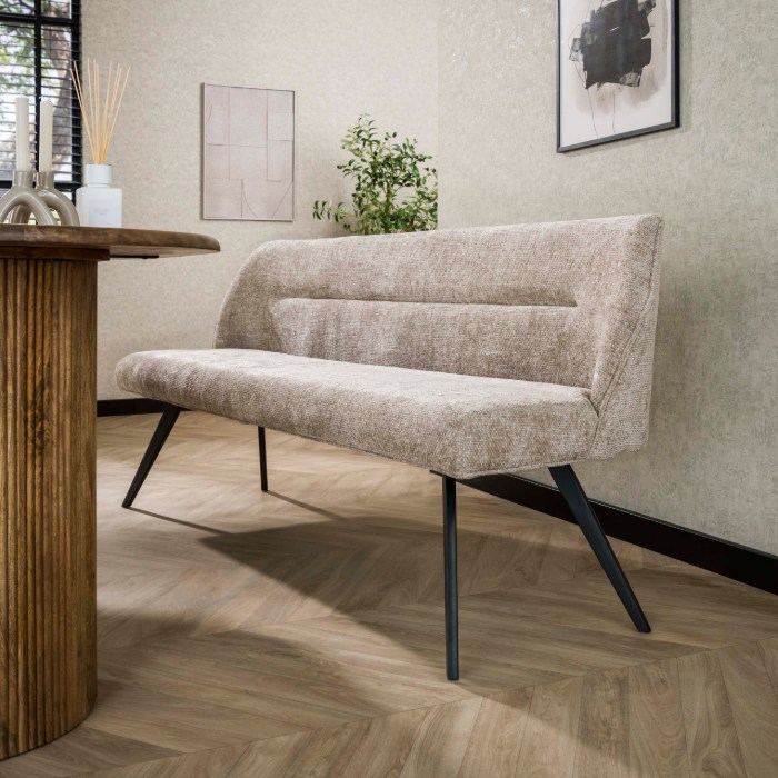 Eetkamerbank Yuna beige chenille zonder armleuningen - sfeerfoto 1