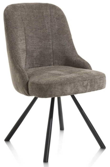 Eetkamerstoel stof Eva bruin met pocketvering en draaifunctie