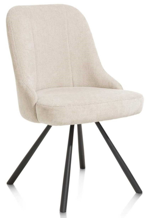 Comfortabele eetkamerstoel Eva creme met pocketvulling en draaifunctie