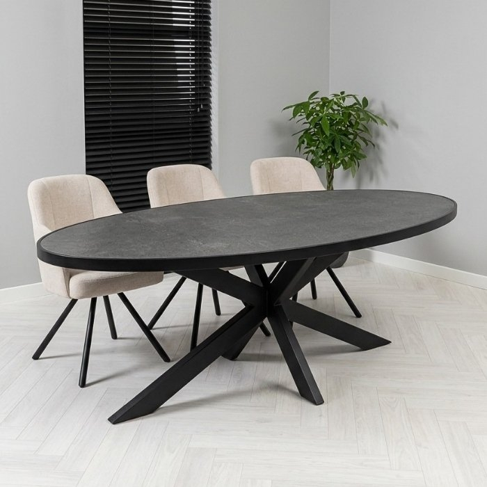 Natuursteen eettafel ovaal 200 cm