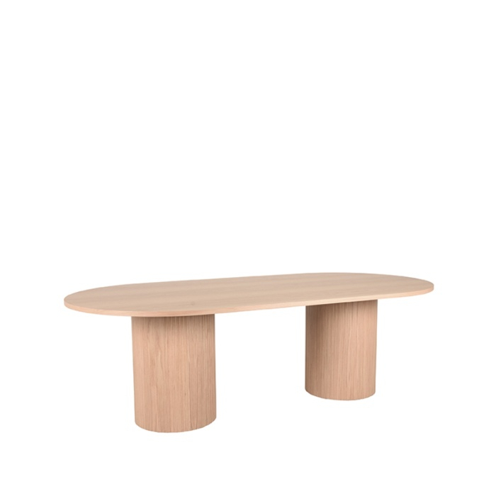 Eettafel ovaal Olivier in eikenlook naturel, schuin van voren
