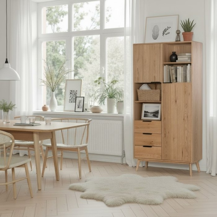 Eikenhouten kast 200cm hoog. sfeerfoto