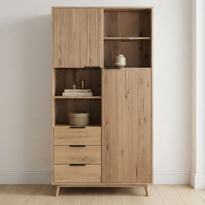 Eikenhouten kast 200cm hoog.