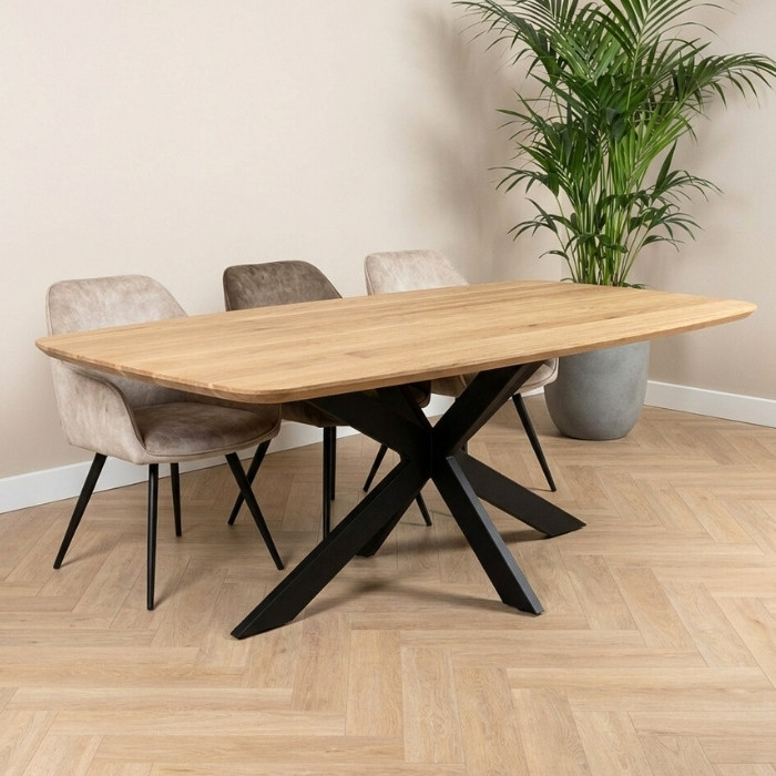 Eikenhouten eettafel Deens ovaal met spinpoot