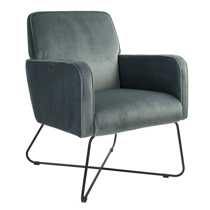 Fauteuil bas, fauteuil barista met zwart metalen frame