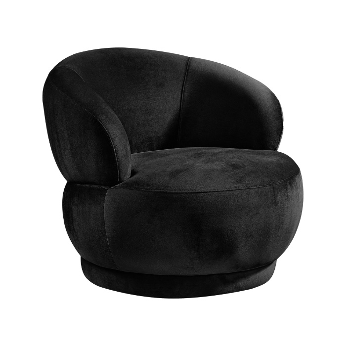 Fauteuil met armleuning Lukas in zwart velvet, schuin van voren