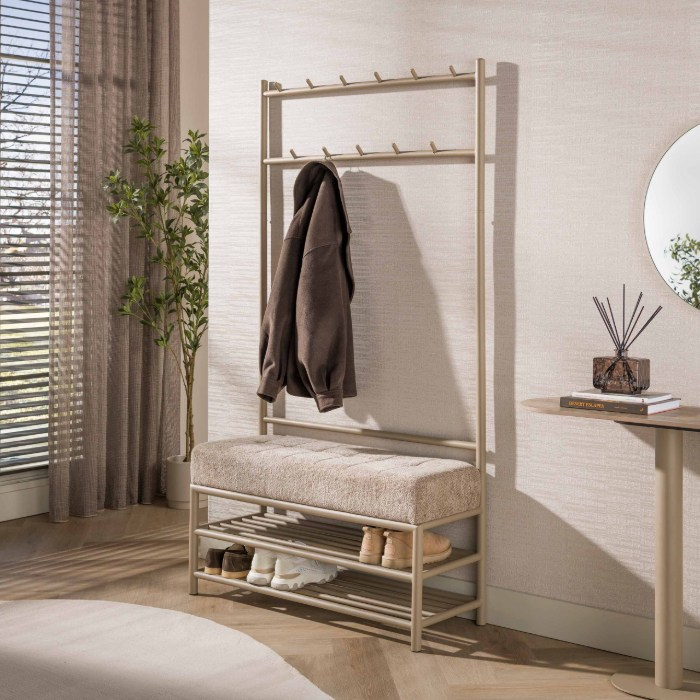 Garderobebank met kapstok Selo 100 cm beige - sfeerfoto 1