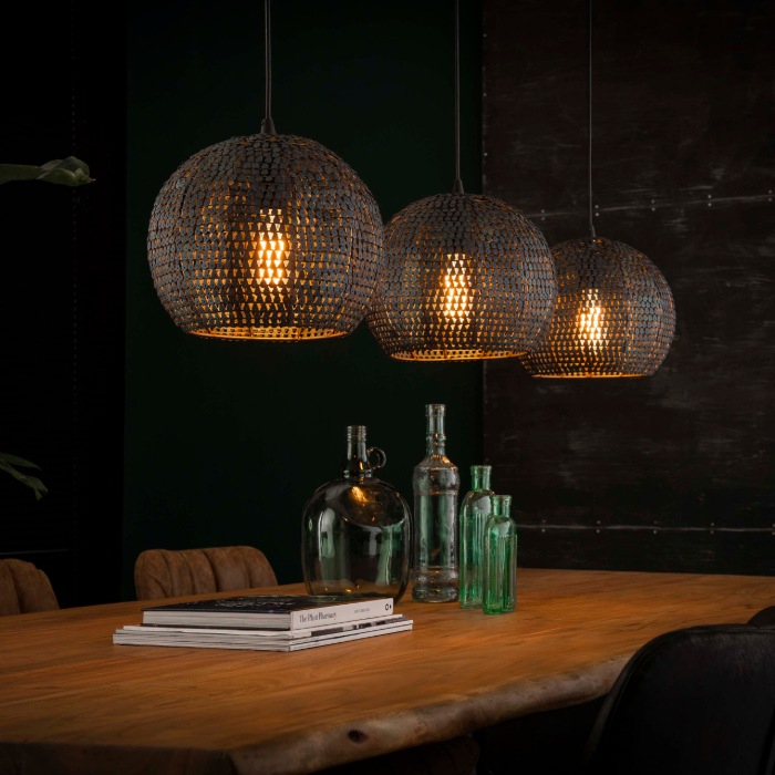 Geperforeerde hanglamp Rosa 3 lampen 128 cm - sfeerfoto 1