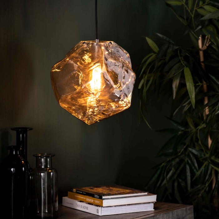 Glazen hanglamp chroom 1 lamp Hanna 28 cm - sfeerfoto 1