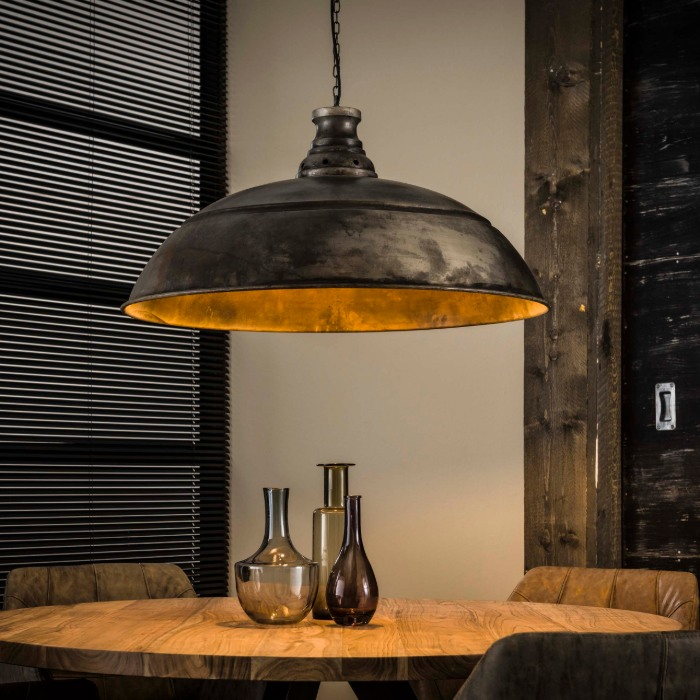 Grote hanglamp 80 cm Valdo oud zilver aan ketting - sfeerfoto 1
