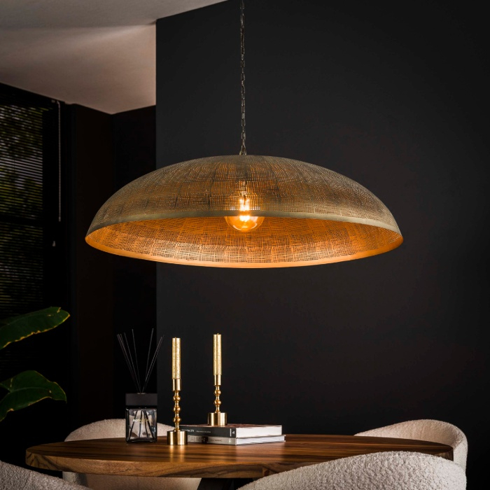 Grote hanglamp met gaatjes antiek brons 90 cm Kalo - sfeerfoto 1