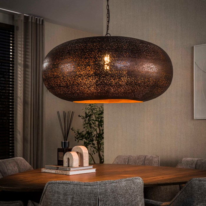 Grote hanglamp koper 90 cm Jorn met ketting - sfeerfoto 1