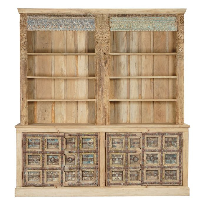 Grote wandkast / boekenkast uit India. 240cm breed