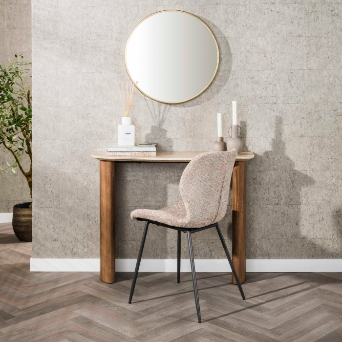 Haltafel travertinlook 100 cm Axel met organische poten - sfeerfoto 1