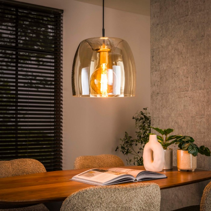 Hanglamp amber glas Mara 35 cm met 1 lamp - sfeerfoto 1
