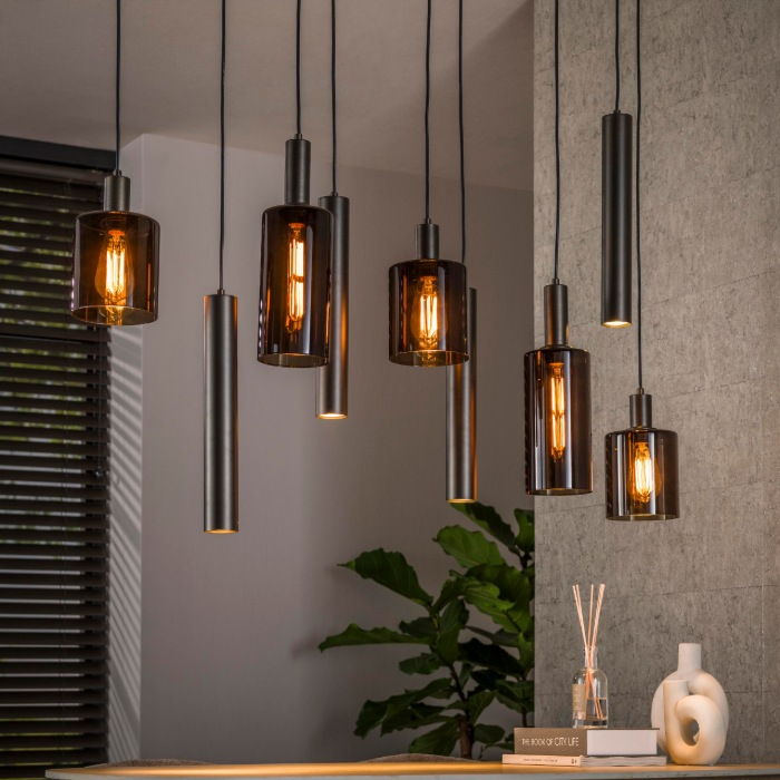 Hanglamp bruin Sella 116 cm met 9 lampen - sfeerfoto 1