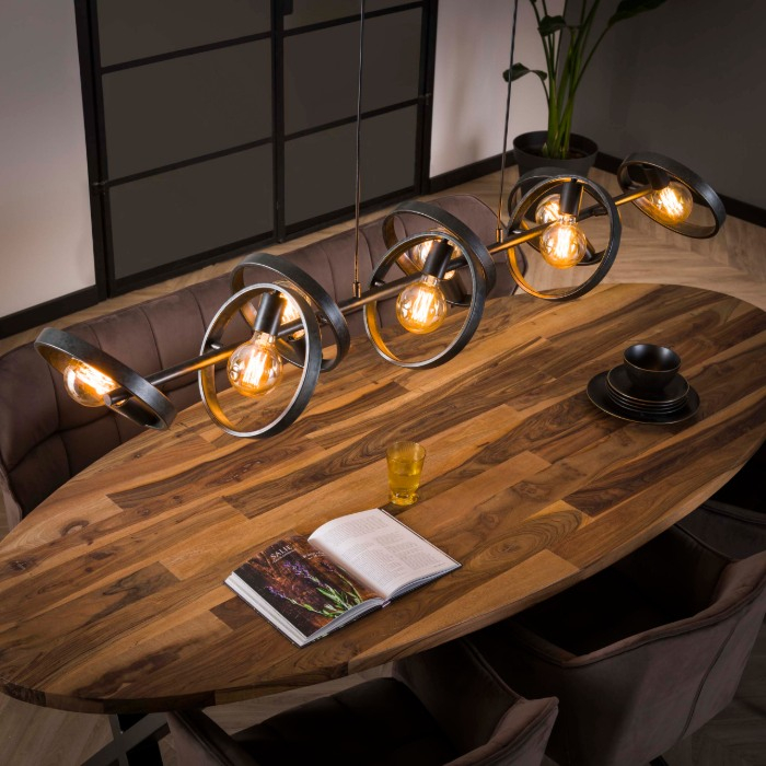 Hanglamp met ringen antraciet 8 lampen Lena - sfeerfoto 1
