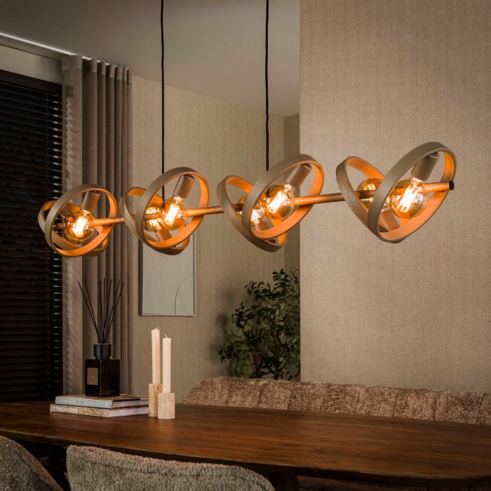 Hanglamp ringen beige met 8 lampen Lena - sfeerfoto 1