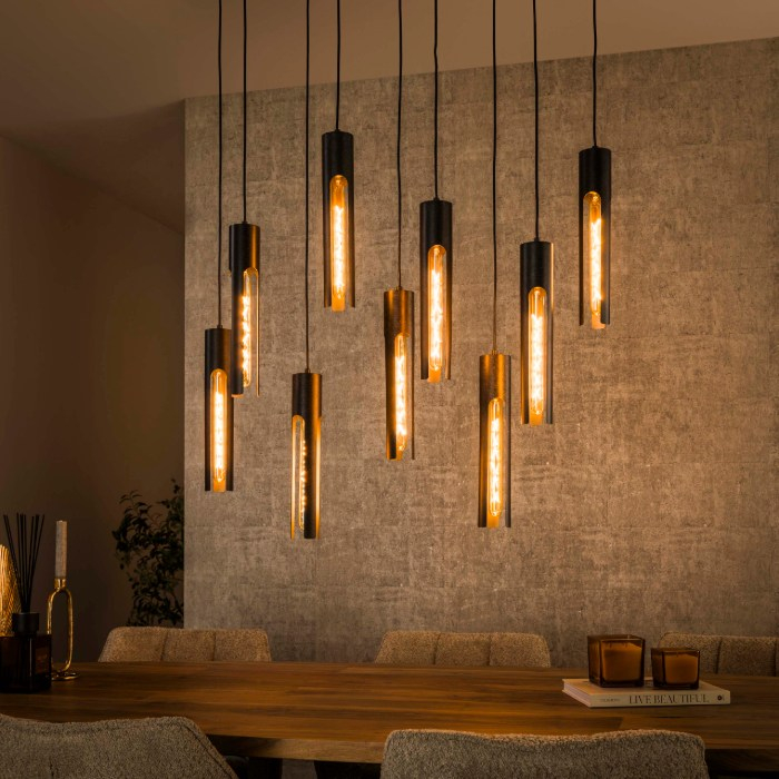 Hanglamp zwart metaal met 9 cilinders Aurel - sfeerfoto 1