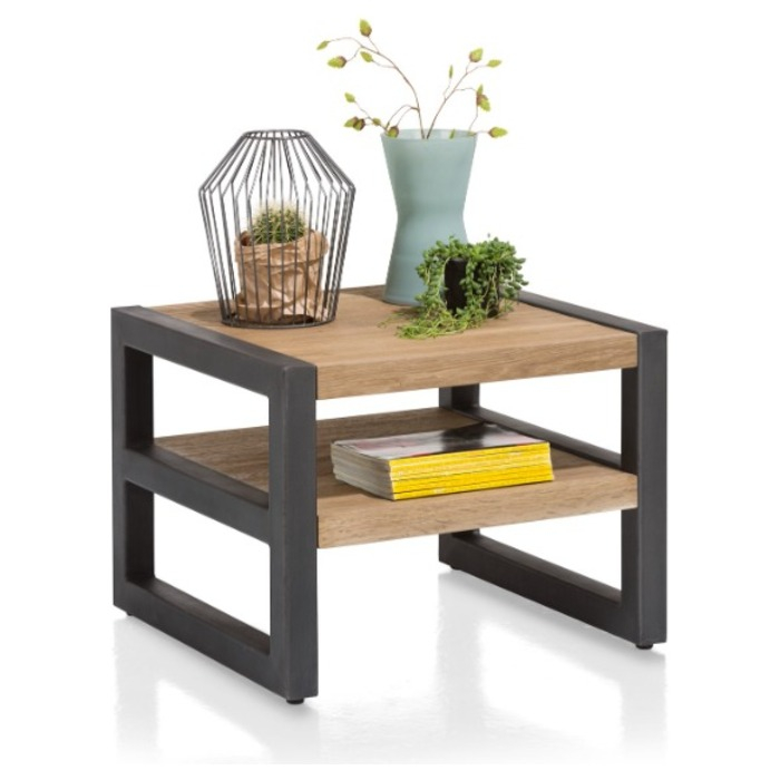 Eiken hoektafel Brooklyn 55 cm met opbergvak