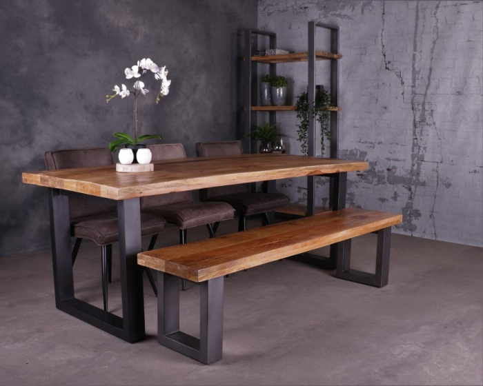 Industrieel bankje mangohout