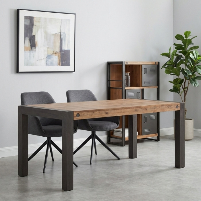 Eettafel industrieel acaciahout 180 cm.