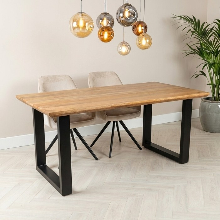 Mangohouten eettafel industrieel 180 cm
