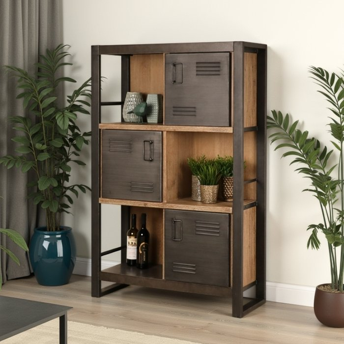 Kastje industrieel 90 cm breed acaciahout.