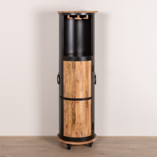 Ronde Industriële wijnkast mango.