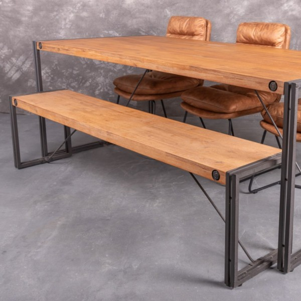 Bankje industrieel acaciahout.