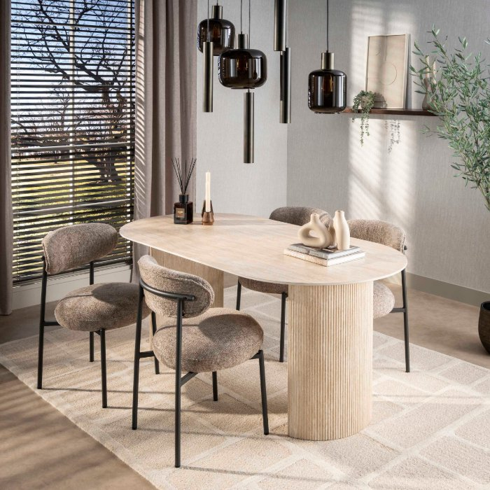 Keramische eettafel ovaal 180 cm Axel met golvend onderstel - sfeerfoto 1