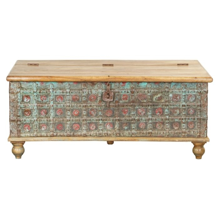 Grote teakhouten salontafel kist.