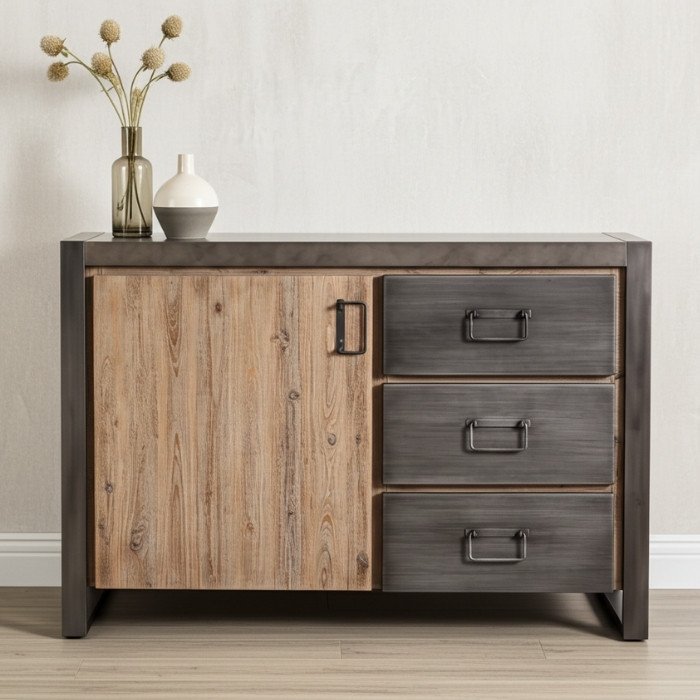 Klein dressoir industrieel acaciahout.