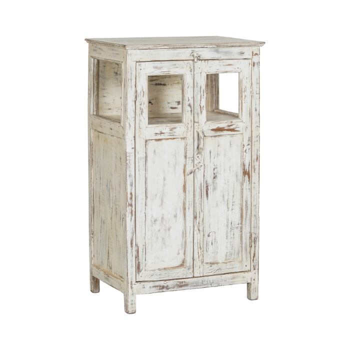 Vitrinekastje wit met twee deuren. 